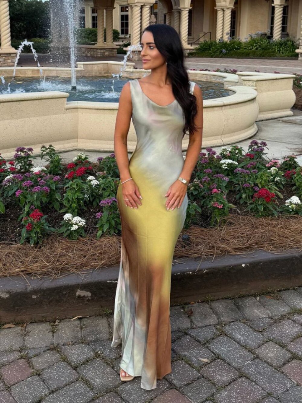 12th Tribe Dolce Golden Ombre Cowl Maxi Dress - Picture 2 of 3